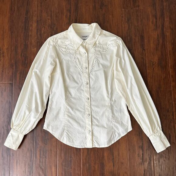 WRANGLER x YELLOW ROSE by Kendra Scott Rodeo Shirt Ivory Studded Western - Picture 1 of 15